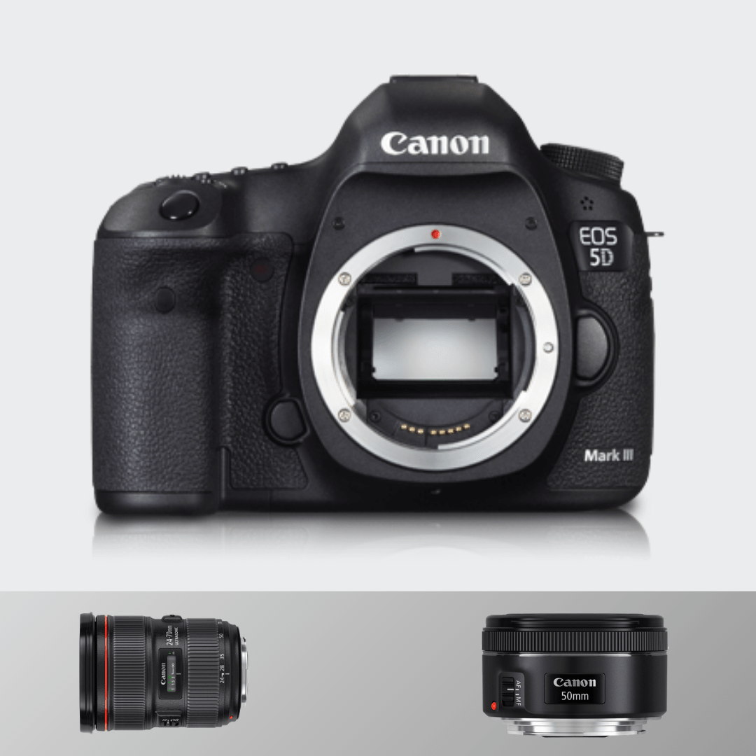 Canon 5d Mark III + 24- 70(F 2.8) + 50 MM (F1.8)